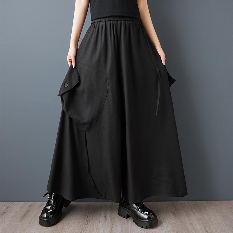 Spring Dark Style Niche Design: Loose Lapel Sashes Shirt & Wide Leg Pants Set