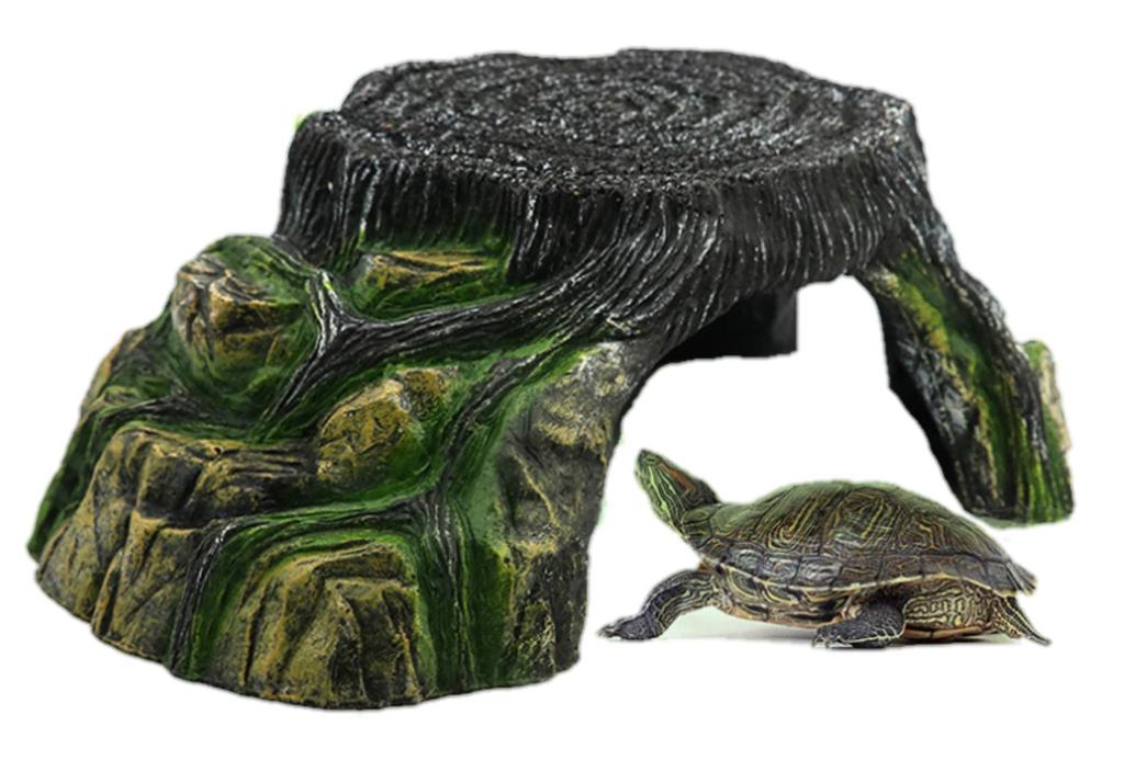 Heizi Schildkröten Schwimmende Insel Reptilien Unterschlupf Käfig Sonnenbad Versteck Aquarium Land Haltepunkt für Schildkröten, Landschildkröten und Leopardgeckos (Mittlere Größe)