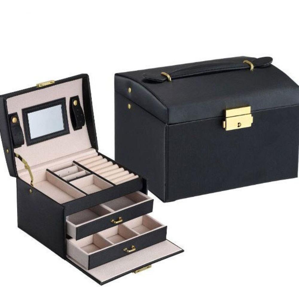 Rings Necklace Jewelry Holder PU Leather Jewelry Storage Case Fashion Square Jewelry Box  Outdoors