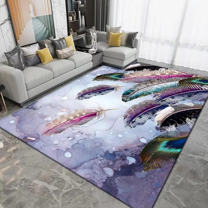 3D Printed Geometric Area Rug – Crystal Velvet Non-Slip Carpet for Living Room & Bedroom, Square Abstract Floor Mat Decor