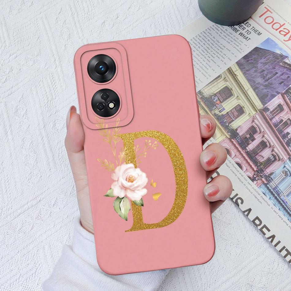 For Oppo Reno 8T 8Z Phone Case Personalized 26 Letter Liquid Silicone Anti Slip Black Cover For OPPO Reno8T 8 Z Lite Coque Funda