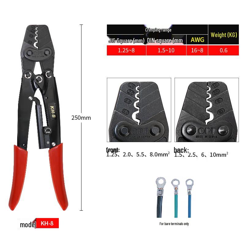 OPT Professional Terminal Crimping Pliers 1.25-8mm