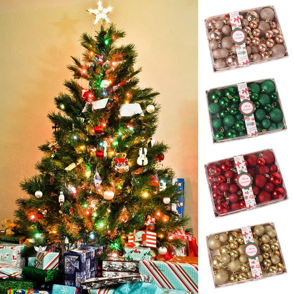42Pcs Creative Christmas Balls Set 3/4/5cm Plastic Christmas Tree Pendants DIY Crafts Waterproof Christmas Hanging Ornament