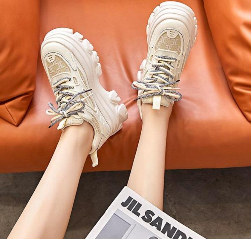 Hot Quality 9cm Chunky Sneakers Platform Shoes Wedge Women Casual Shoes Breathable Summer Shoes Women Fashion Sneakers Spring