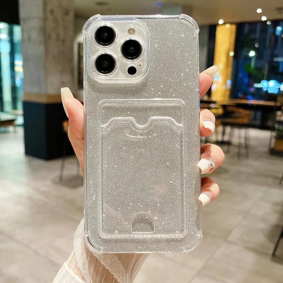 

Роскошный чехол-кошелек для хранения карточек для iPhone 15 Pro Max 11 12 13 14 Plus, противоударный блестящий блестящий чехол для женщин For iphone13Promax