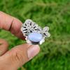 Natural Blue Lace Agate 925 Silver Multi Stone Adjustable Ring For Girls