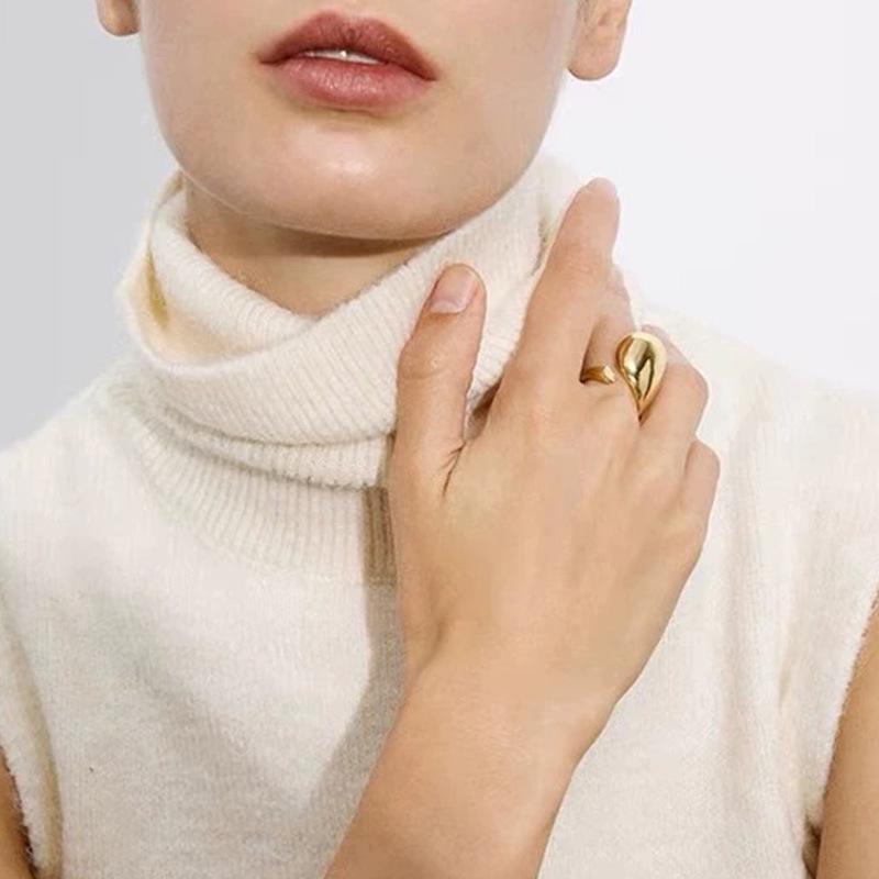 

Streamlined Teardrop Geometric Open Ring - Women s Fashion Accessory
