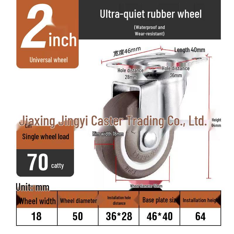 Kółka meblowe z TPE: Rozmiary 1, 1,25, 1,5, 2 cale