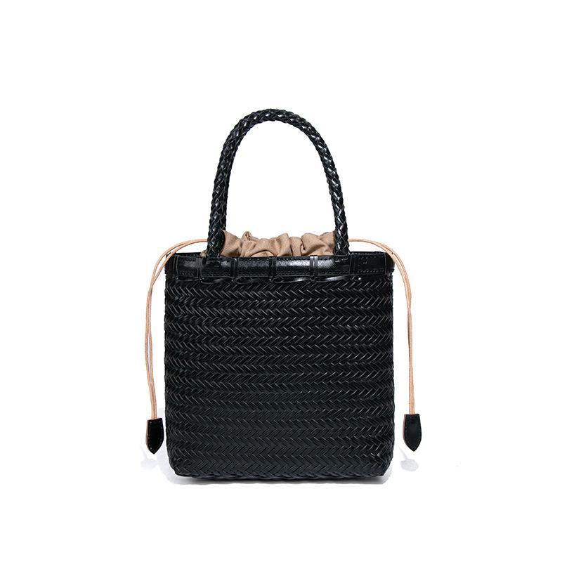 Genuine Leather Handwoven Tote Bag for Women 2026 New Small Size Fashionable Handcrafted Leather Handbag Shoulder Crossbody Bags