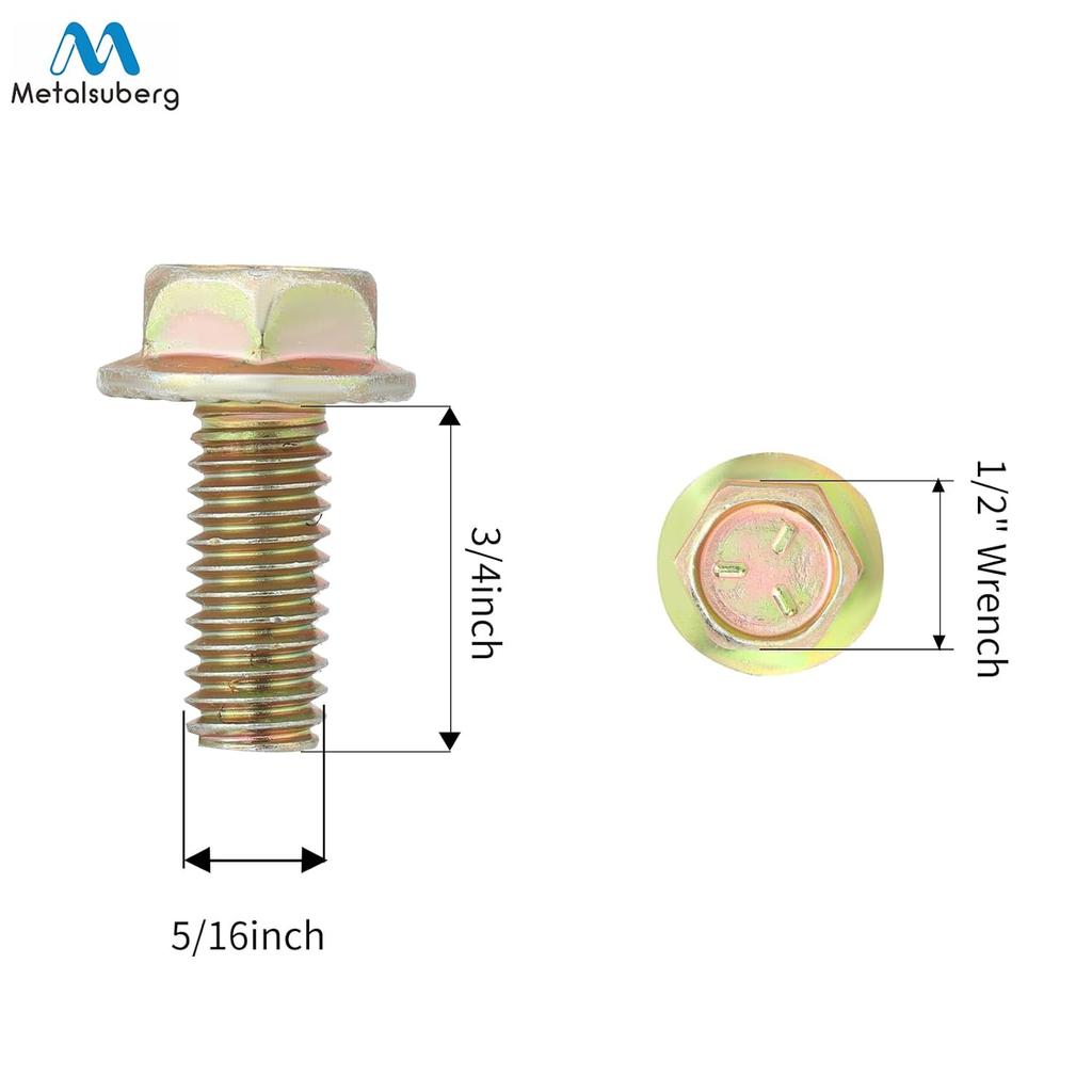 5/16" X 3/4" Flanged Hex Toothed Bolt by Color Zinc Plated, Alloy Steel,Grade 5.(10pcs Pack)