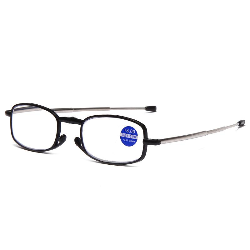 Metal Antenna Anti-Blue Reading Glasses Folding Portable With Leather Box Elderly Glasses Degree Reading Newspaper Presbyopia Glasses