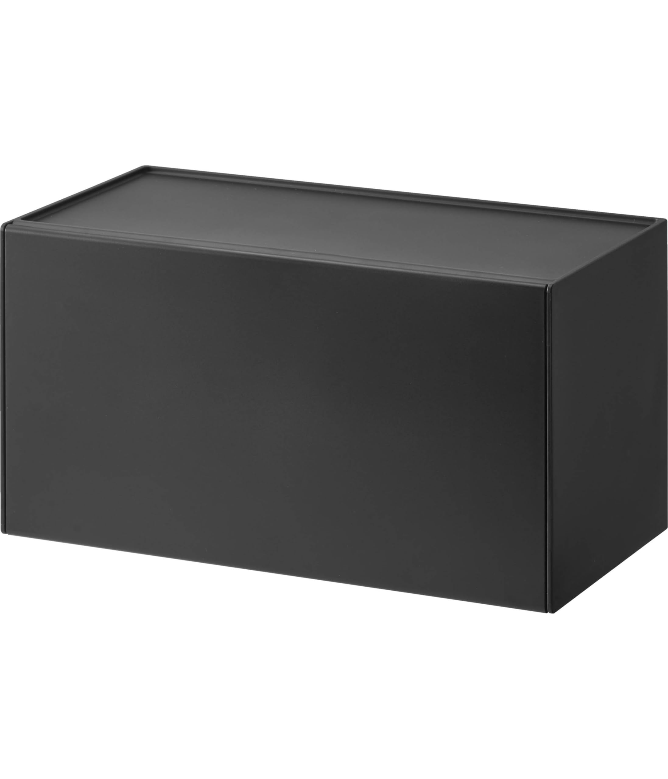 Yamazaki Film Hook Paper Towel Dispenser, Black, Body W26 x D13.6 x H13.6cm, Tower Paper Towel CaseHolder, Easy One-Hand Dispensing, 1378