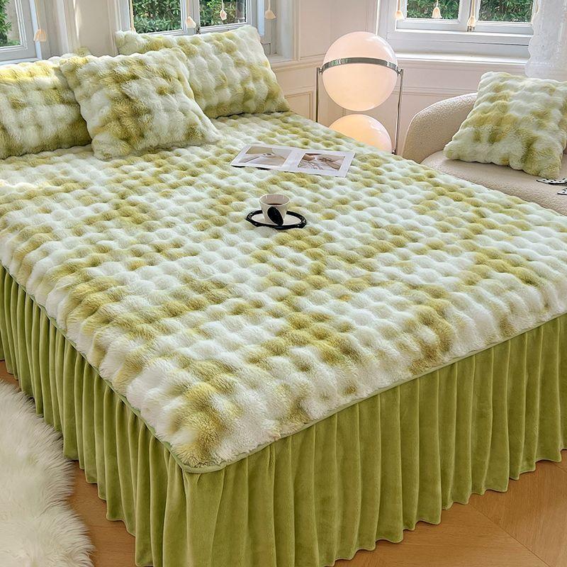 

3 шт. Новая Роскошная Мягкая Эластичная Элегантная Юбка для Кровати, Дизайн с Рюшами, Милая и Романтичная, Кружевная Отделка, Стиль Французской Юбки для Кровати 200*220CM