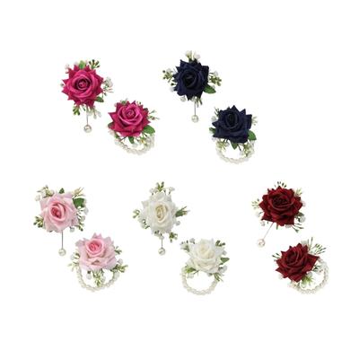 Rose Artificiali Perle Fiocchi Regali Nuziali Fiori per le Mani Accessori Festa Ballo per Sposa e Damigelle d'Onore