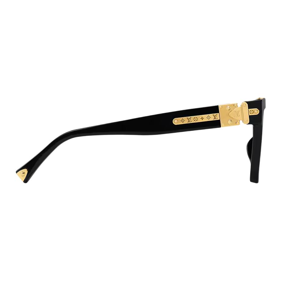 Louis Vuitton Letter Engraved Design Acetate Square Sunglasses Men Sunglasses Black Z3064U