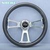 14inch Classic Carbon Film Steering Wheel Chrome Spoke Universal Semi Truck Steering Wheel