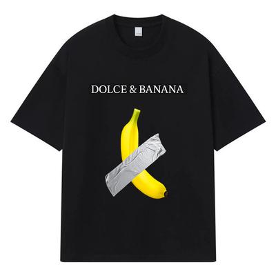 2026 T-shirt Męski Bawełniany z Graficznym Nadrukiem Bananów Y2k Harajuku Streetwear Casualowy Oversize Letni
