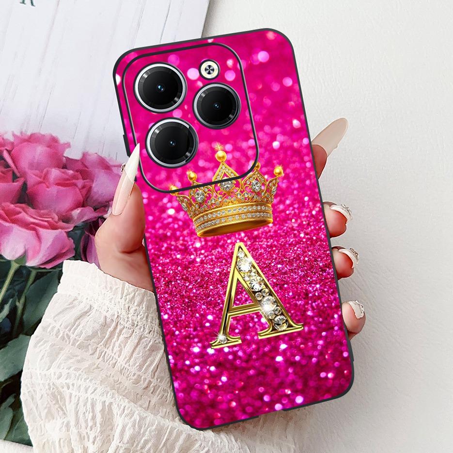 Pro pouzdro Infinix Hot 40 Pro X6837 Luxusní kryt s písmeny a korunkou Měkké silikonové pouzdro na telefon Pro Infinix Hot 40i Hot40 Pro Hot40i