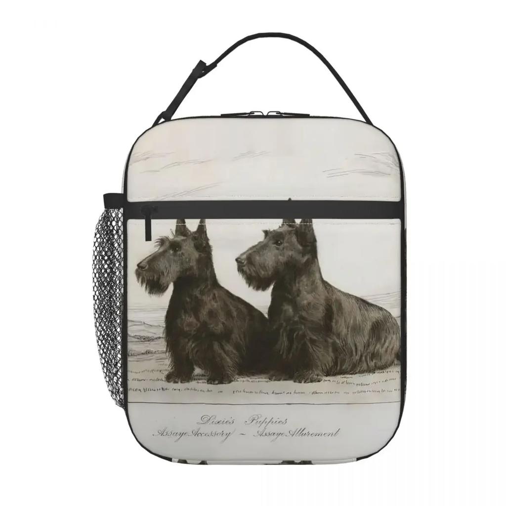 Vintage Scottish Terrier Dog Insulated Lunch Bag for Work School Scottie Pet Lover Leakproof Cooler Thermal Lunch Box Women Kids