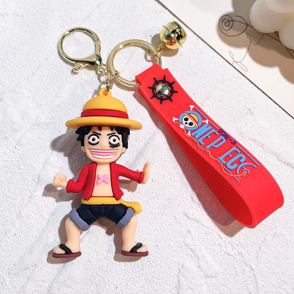 One Piece Monkey D. Luffy Multi Expression 3D Silicone Keychain Set Straw Hat Pirate Anime Character Bag Charm Backpack Pendant