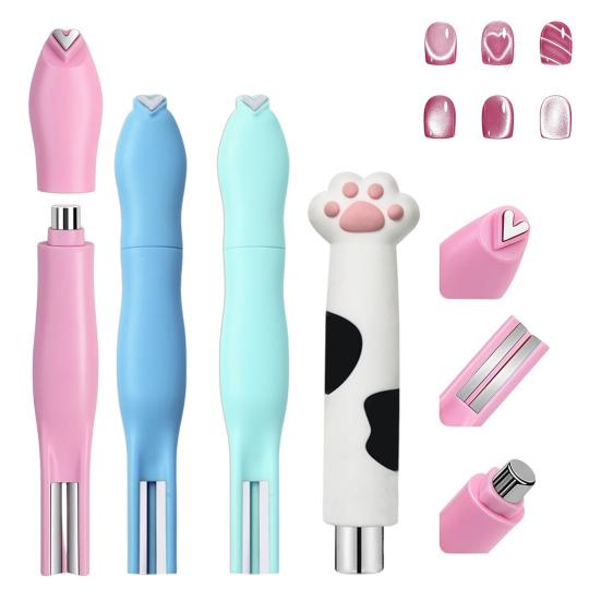 2Pcs Cat Eyes Nail Magnet Gel Nail Polish Love Heat Round Line Shape Nail Art Magnet Pen Home Salon Women Cat Eyes Magnetic Manicure Art Tools