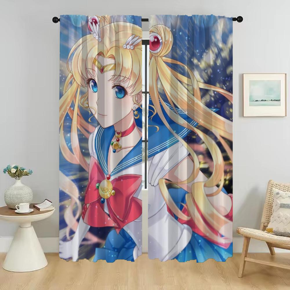 

Оконная штора для комнаты 2-панельная штора Sailormoons затемняющие шторы тюль для спальни оттенки домашний интерьер шторы перегородка гостиная W50xH70cmx2pcs-CL