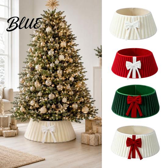 Christmas Tree Skirt Flannel Base Cover Round Wrap with Velvet Bow Decor Ornaments Stand Cover for Holiday Home Decoration Xmas