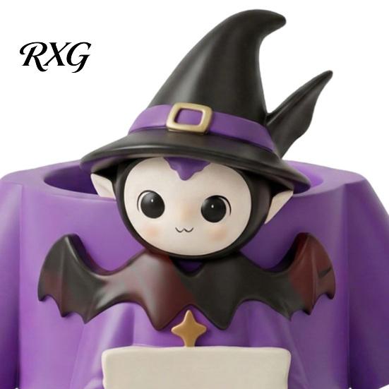 Desktop Storage Ornament Cute Witch Pen Holder, Resin Desk Organizer, Makeup Brush Halloween Organizer Cartoon Stationery Container for Office School