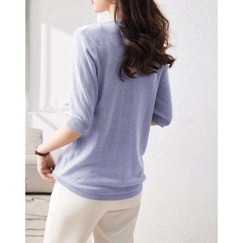 Demana Women's Silk-Wool Blend Half-Open Collar Knit Top