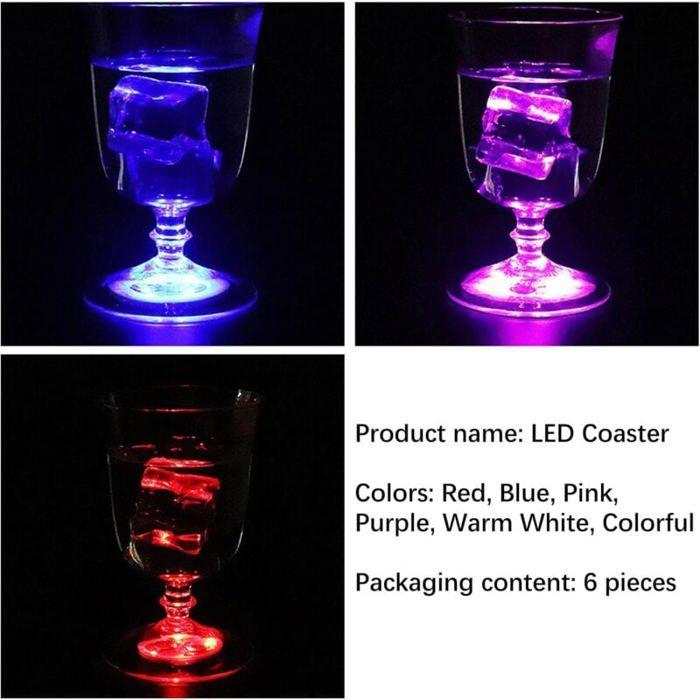 6 Pieces LED Coasters, Luminous Coasters, LED Coasters, LED Self-adhesive Coasters, Three Sections
