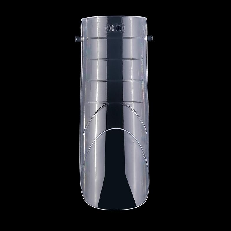 150Pcs Coffin Shape Sandwich Nail Forms Natural Clear No-Trace Nail Art Tips With Auxiliary Line Almond Shape Nail Tips