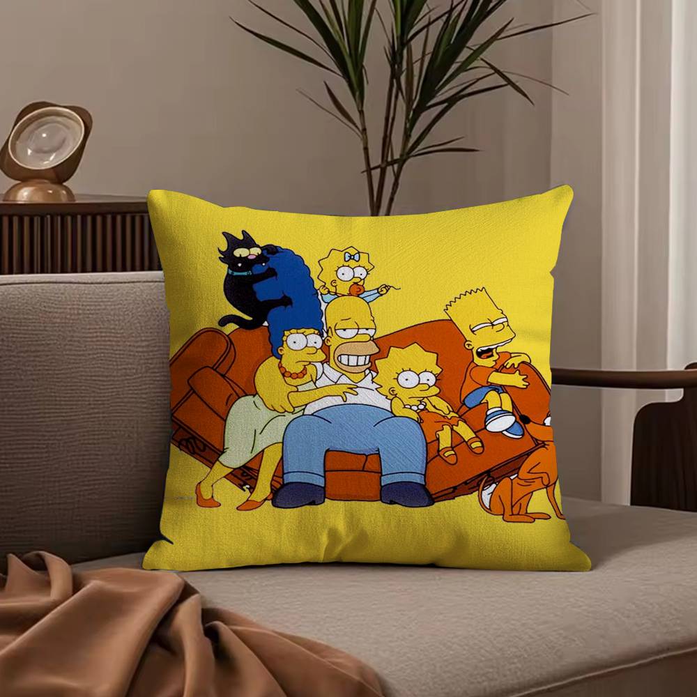 Cartoon The S-Simpsons Pillow Case Anti-dustmite Pillowcase Invisible Zipper Silky Short Plush Sofa Cushion Cover