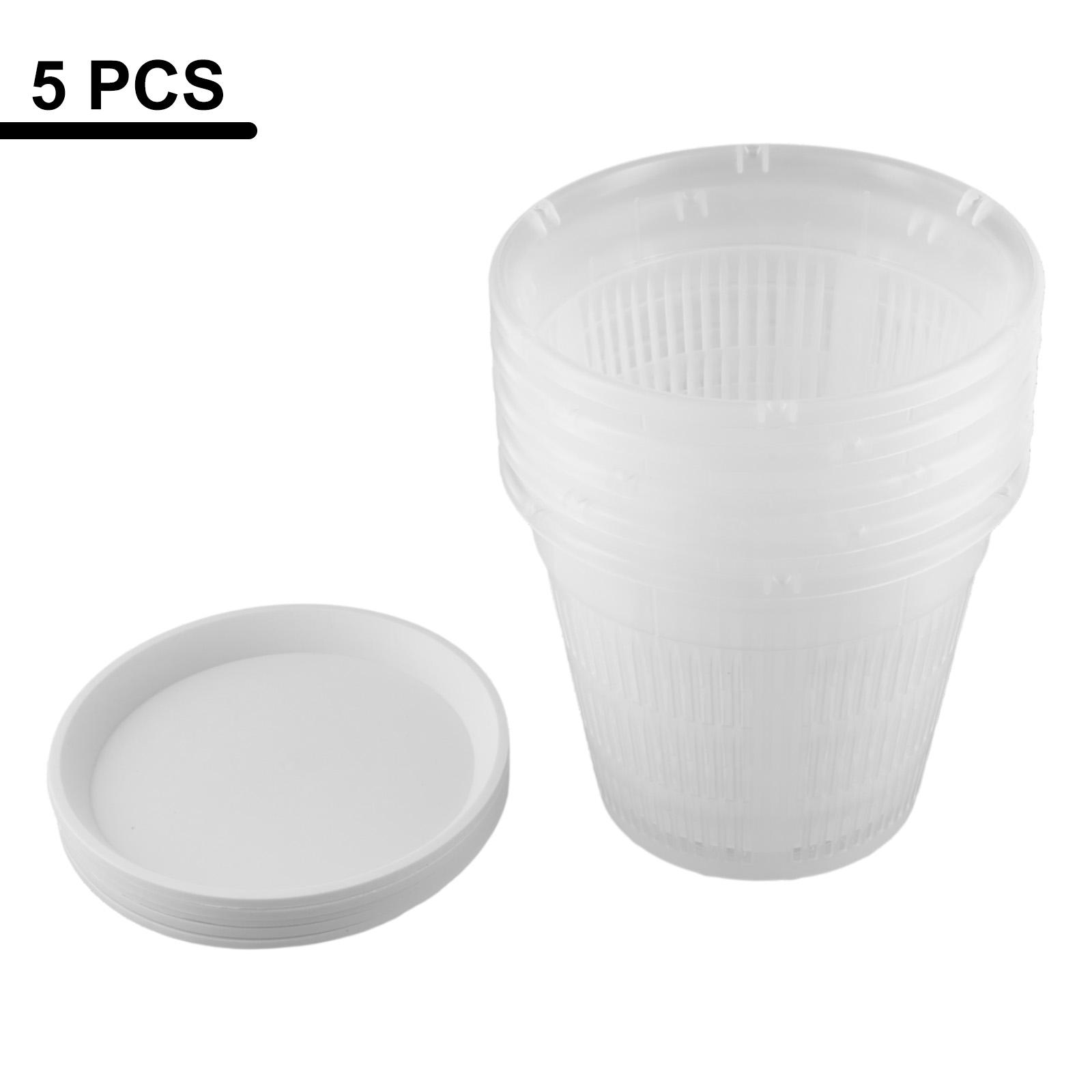 

5 Pack of Clear Flower Pots with Saucers Designed for Orchids and Small Plants Features Drainage Holes to Prevent Waterlogging 16cm