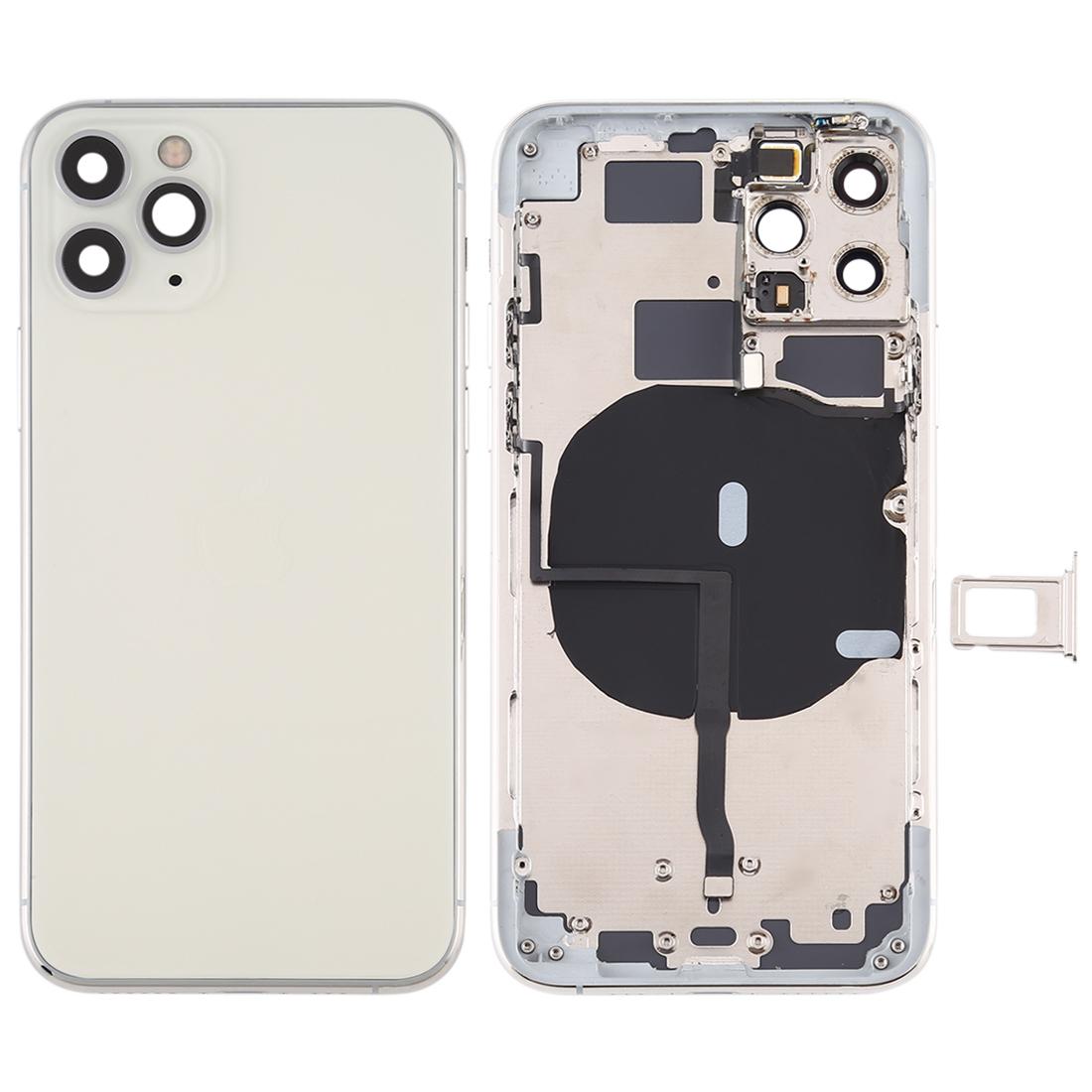 

For iPhone 11 Pro Max 6.5 inch Back Housing Cover Repair Kit (with Side Keys+Card Tray+Power+Volume Flex Cable+Wireless Charging Module) Silver