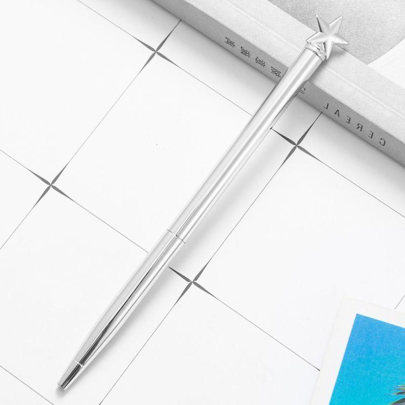 

1 шт., канцелярские принадлежности, школьные принадлежности, креативная звезда, разноцветная шариковая ручка, металлические офисные ручки для бизнеса Ink Color:Black