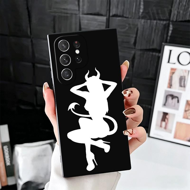 Devil Girl Silhouette Cool Soft Phone Case for Samsung Galaxy S26 S25 Edge S24 Ultra S23 Plus S22 S21 FE S20 Black Cover Back Sh