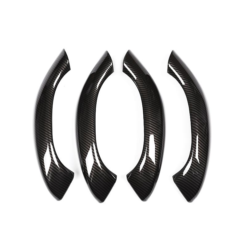 For BMW X1 F48 2016 2017 2018 4pcs/set ABS Chrome / Carbon Fiber Texture Car Interior Door Handle Armrest Cover