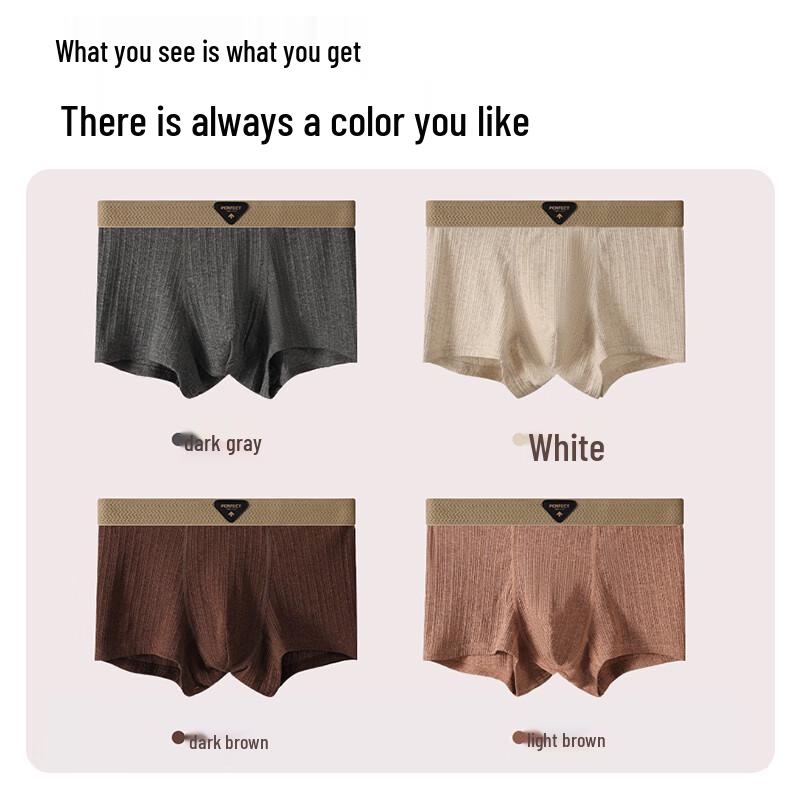 Xunmianren Men's Pure Cotton Antibacterial Boxer Briefs 4-Pack