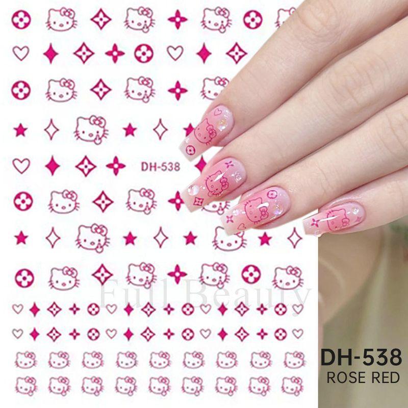 

2023 Net Red Sun Style Nail Sticker Bows Ribbon Patch Nail Sticker Kitt Cat Pink Blue Sticker DH-538 rose kitty (no packaging)(/1 sheet)