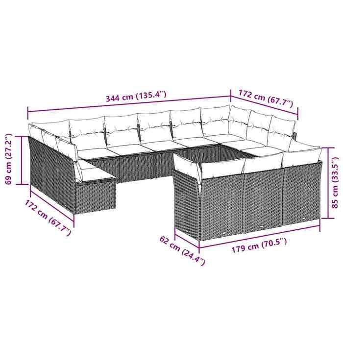 VidaXL Garden Lounge Set with Cushions 11 Pcs, Patio Sofas, Patio Furniture Set, Outdoor Furniture, Beige 3254255
