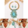Personalized Jewelry Set With Mixed Material Crystal Drop Earrings And Statement Necklace For Teens