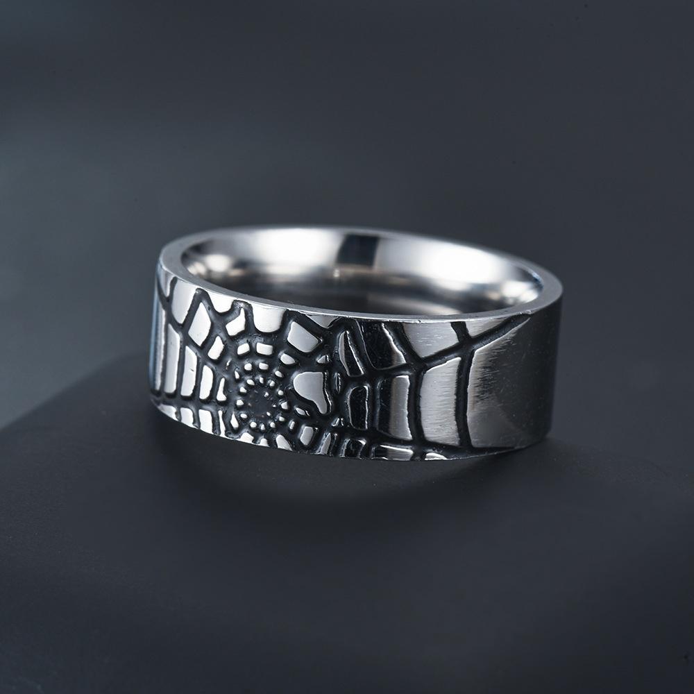 1Pc Stylish Spider Web Pattern Titanium Steel Simple Ring