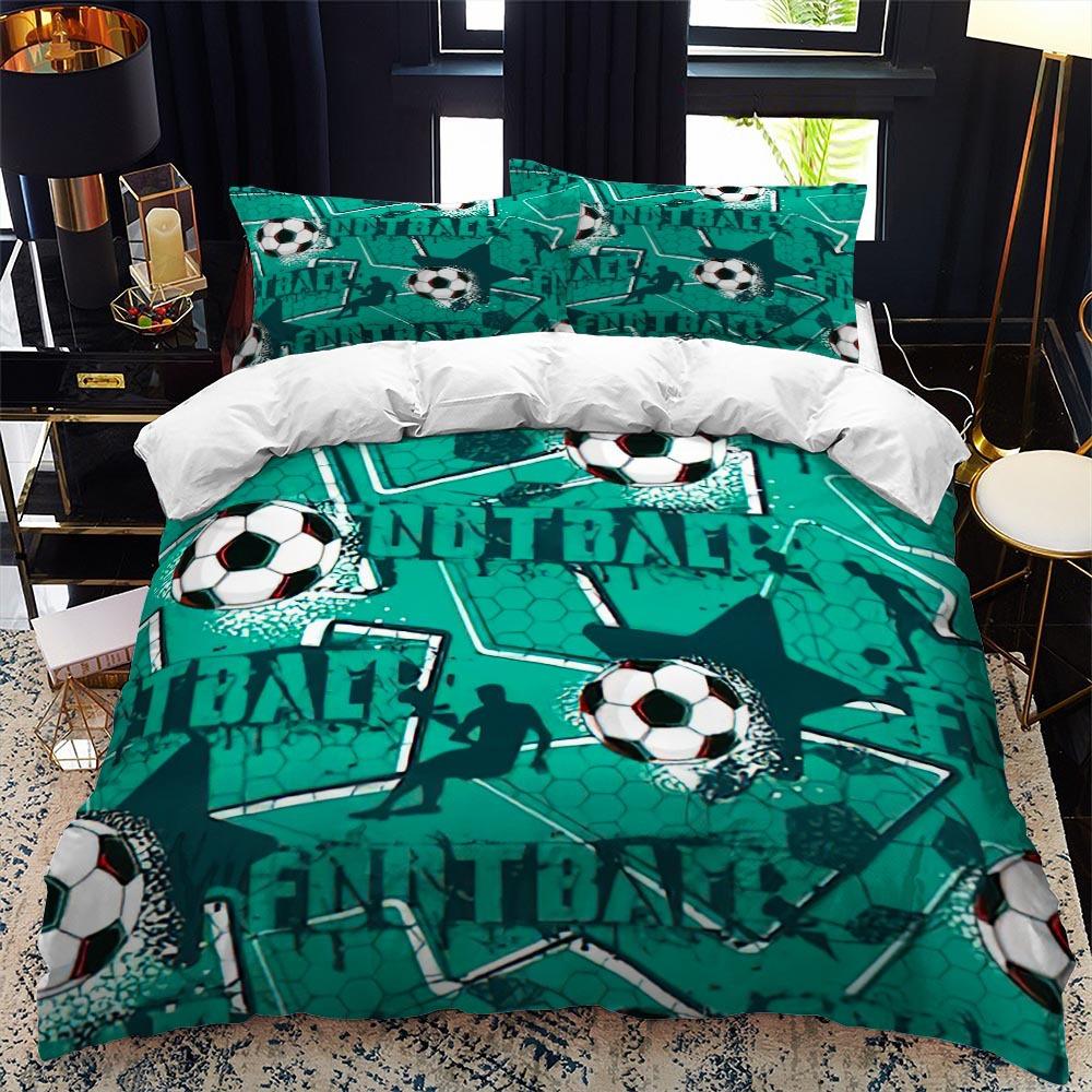 3D Football Print Duvet Cover Queen/King Size Soccer Sport Bedding Set for Boy Kids Gifts Ball Game Theme Quilt Cover Pillowcase