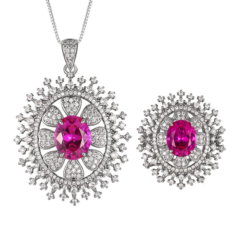 Accessories Necklaces Rings Jewelry Manufacturers Sets Red Blue Sunflower Designs High-end Women's