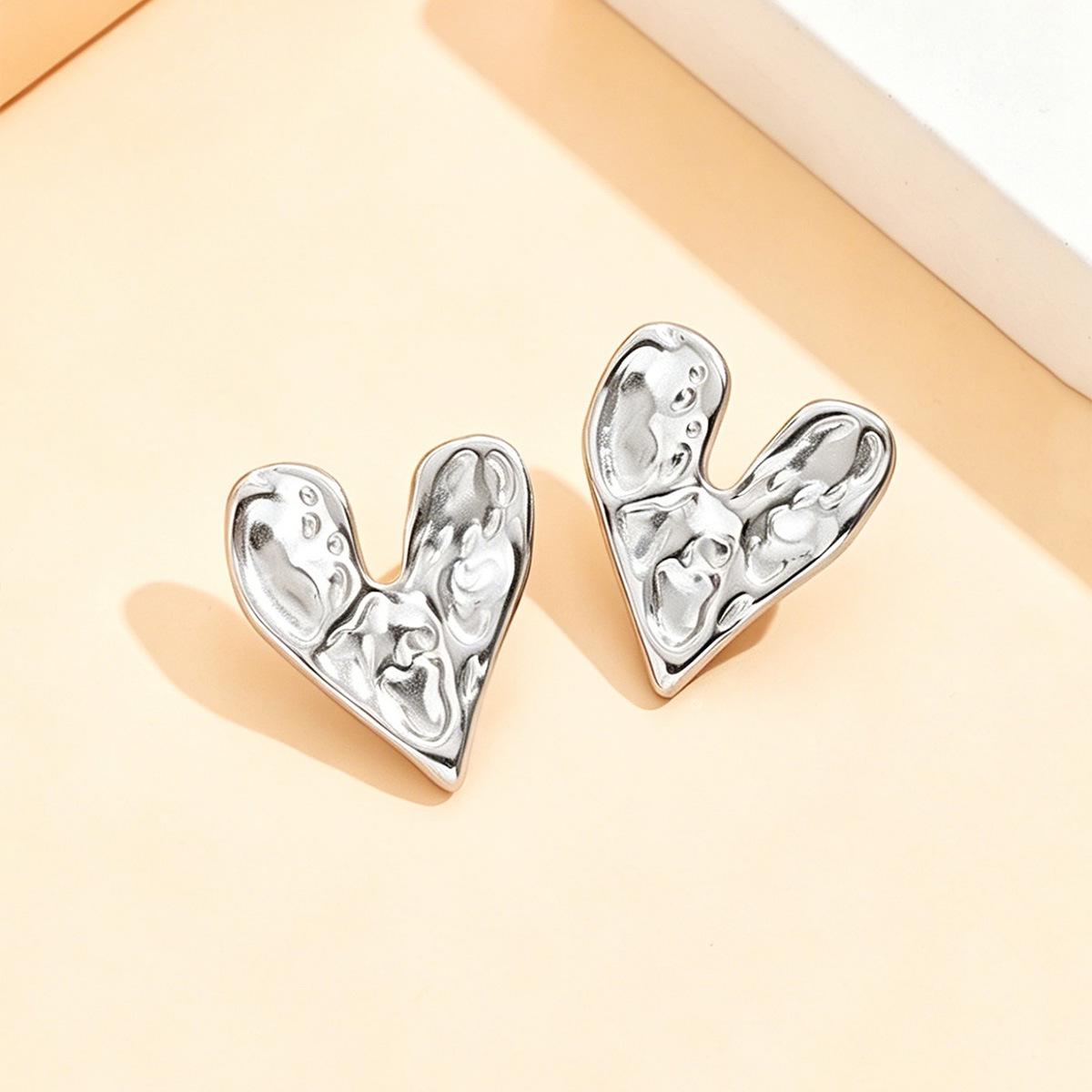 Baroque Irregular Heart 18K Gold-Plated Stainless Steel Stud Earrings