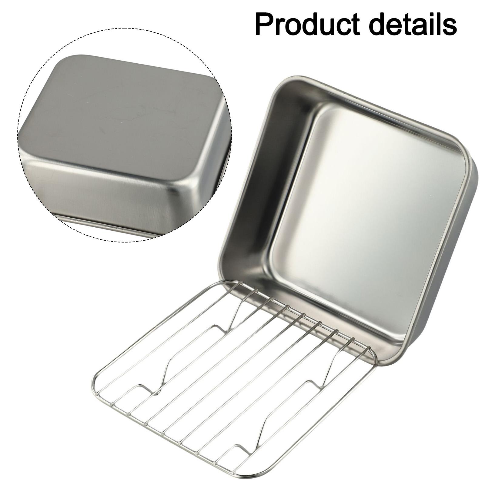 

Stainless Steel BakingPan Roast Turkey Tray With Cooling Rack Kitchen BBQ Cake 15CM