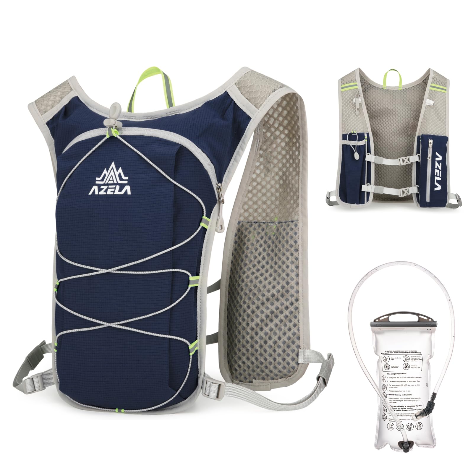 

Рюкзак для трейлраннинга 7 л Беговая сумка Совместим с мягкой флягой Светоотражающий жилет Дышащий Регулируемый Hakone Ekiden Велосипедный рюкзак Гидратационный жилет Синий