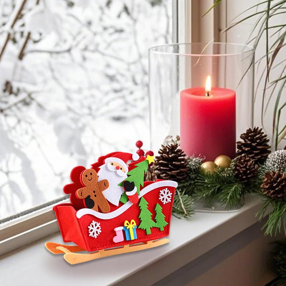 Runtow Felt Santa Claus Sled Ornaments Merry Christmas Decor for Home 2025 Xmas Navidad Gifts Happy New Year 2026