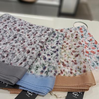 Mcode Russell's Delicate Floral-patterned Poly Chiffon Long Scarf