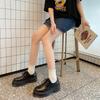 British style small leather shoes for women in spring 2025 thick soled retro single shoes black lace up loafers